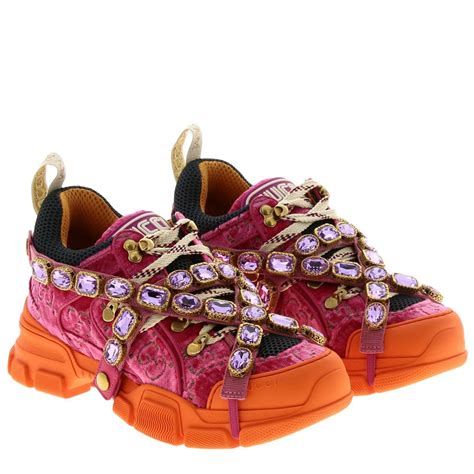 jeweled pink and orange gucci sneakers|Gucci sneakers flashtrek.